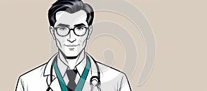 A doctor with glasses and stethoscope around his neck