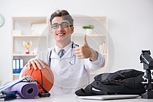 The doctor going to sports during lunch break
