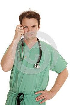 Doctor green scrubs think looking