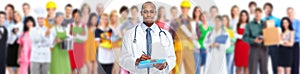 Doctor and group of workers people