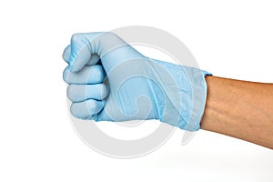 Doctor hand glove shows fist or num 0