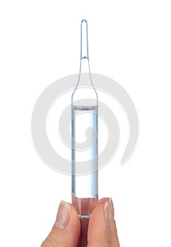 Doctor hand hold medical vial ampoule