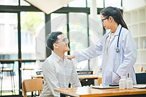 doctor hand holding the patient's hand. To encourage and comfort the patient so that the patient