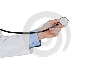 Doctor hand holding a stethoscope.