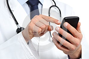 Doctor hands texting img