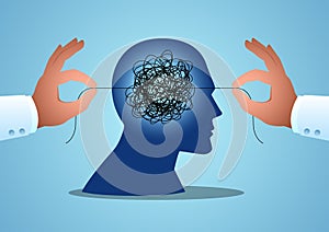 Doctor hands untangle the tangled thread in human brain