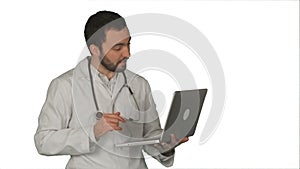Doctor Having Video Conference on laptop With