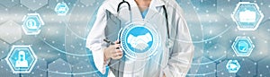 Doctor with health insurance healthcare graphic photo
