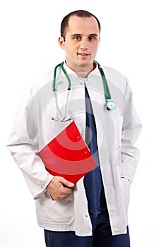 Doctor with health record document