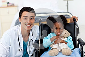 Doctor helping a sick child