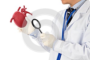 Doctor hold heart check heart disease , cardiology symptoms