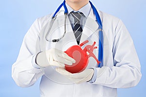 Doctor hold heart check heart disease , cardiology symptoms