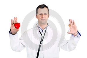 Doctor hold heart and a cigaret photo