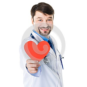 Doctor hold paper heart