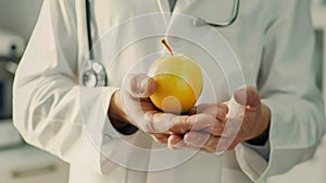 The Doctor Holding Apple.AI generated image