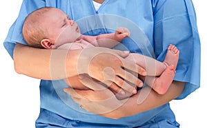 Doctor holding a beautiful newborn baby