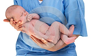 Doctor holding a beautiful newborn baby