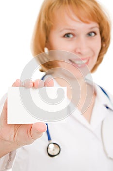 Doctor holding blank card