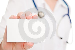 Doctor holding blank card