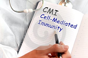 Doctor holding a card with text CMI, medical concept