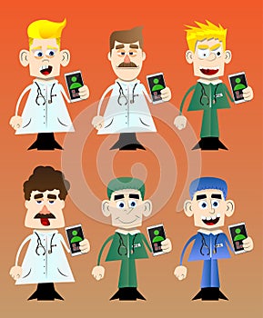 Doctor holding a cell phone in his hand.