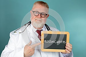 Doctor holding chalkboard with Bronchitis lettering