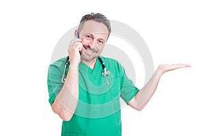 Doctor holding copyspace or text space