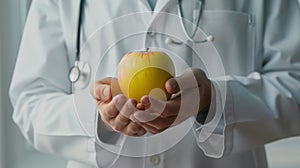 The Doctor Holding an Apple.AI generated image