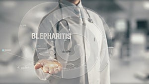 Doctor holding in hand Blepharitis