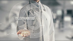 Doctor holding in hand Blepharitis