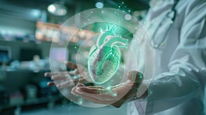 The Heart in Hologram.AI generated image photo
