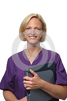 Doctor holding a lap top compu