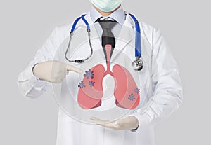 Doctor holding lung that has virus