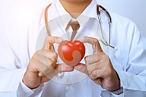 Doctor holding a red heart