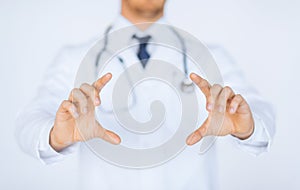 Doctor with holding something with hands