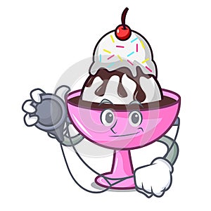 Doctor ice cream sundae character cartoon