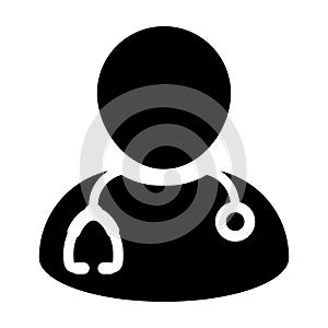 Doctor Icon Vector Male Avatar With Stethoscope Glyph Pictogram illustration