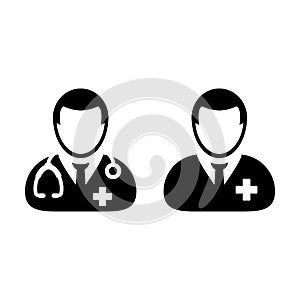 Doctor Icon Vector with Male Patient Medical Consultation