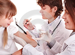 Doctor inject inoculation to child. photo