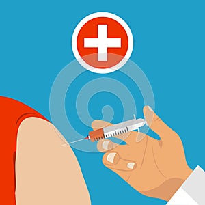 The doctor injects the patient