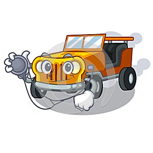 Doctor jeep car isolated with the cartoon