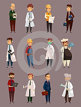 Doctor job and builder man. Work and profession