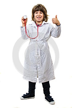 Doctor kid giving thumbs