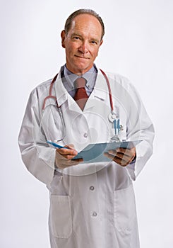 Doctor in lab coat and stethoscope