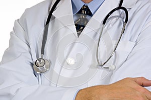 Doctor with lab coat and stethoscope