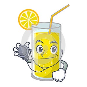 Doctor lemon juice glass on cartoon shape