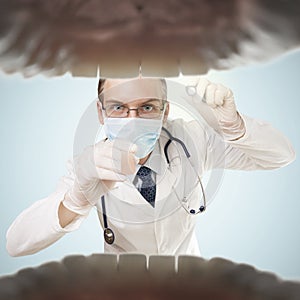 Doctor looking into mouth