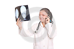 Doctor is looking at X-ray