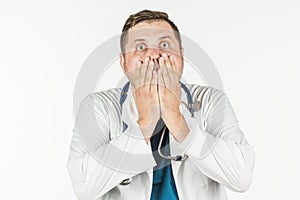 The doctor made a mistake while working. The doctor is in a panic. Emotional expression