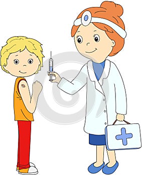Doctor makes vaccination to the patient